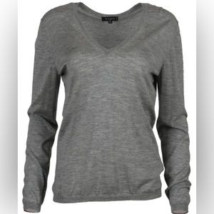 ETRO SILVER GRAY CASHMERE SILK V NECK SWEATER 48/12